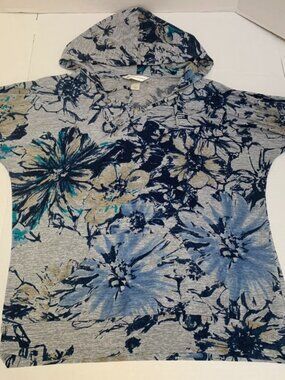 Christopher & Banks womans size large hooded blue gray pullover